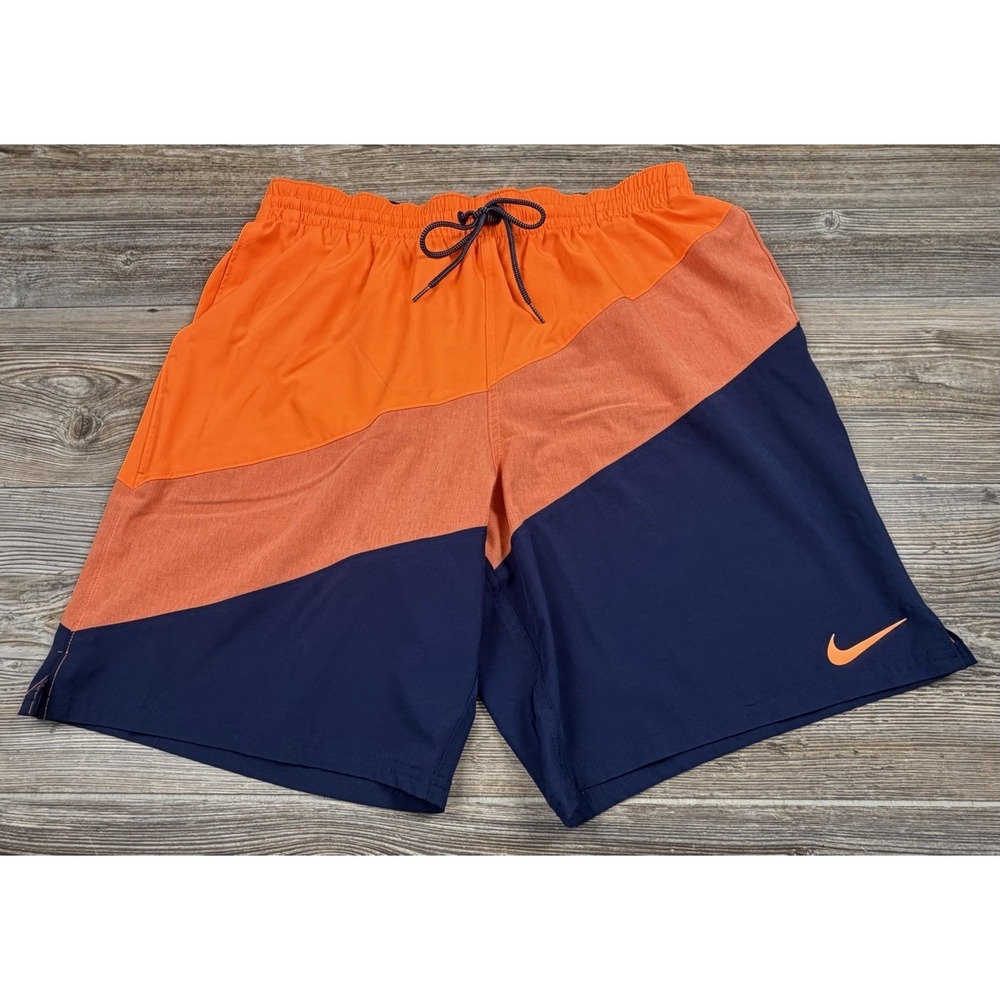 Nike Swim Trunks Men's XL Lined Beach Casual Blue/Orange Pockets Beach Resort